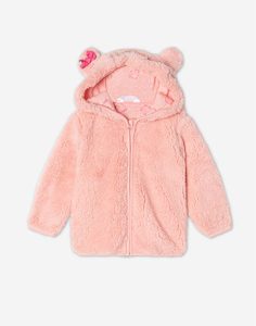 Розовая толстовка из искусственного меха для малышки Gloria Jeans