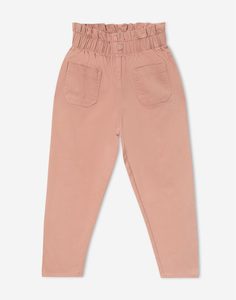 Розовые джинсы Paperbag из твила для девочки Gloria Jeans