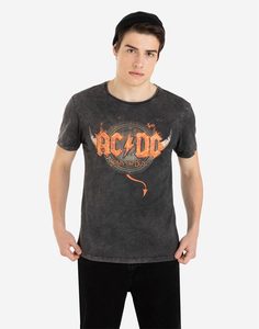 Тёмно-серая футболка с принтом AC/DC Gloria Jeans