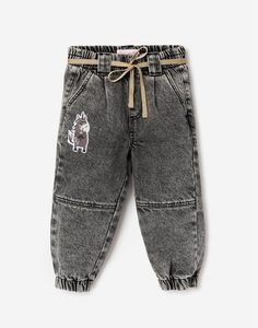 Чёрные джинсы Jogger с аппликацией для малышки Gloria Jeans