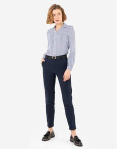 Тёмно-синие классические брюки Super Skinny Gloria Jeans