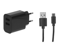 Зарядное устройство Maverick 2xUSB 3.1A + кабель MicroUSB Black ПSELAEP1846