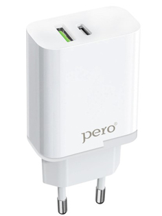Зарядное устройство Pero TC05 PD 18W + USB-A Fast Charge White TC05WHPD ПЕРО