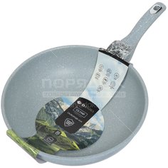 Сковорода-вок с мраморным покрытием Daniks Гранит Олимп серая WOK309-DB-IND без крышки, 30 см