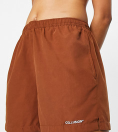 Коричневые плавательные шорты в стиле унисекс COLLUSION-Коричневый цвет