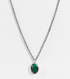 Серебристое ожерелье с подвеской с зеленой вставкой Reclaimed Vintage Inspired-Серебристый