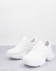 Белые кроссовки на массивной подошве с отделкой NA-KD-Белый