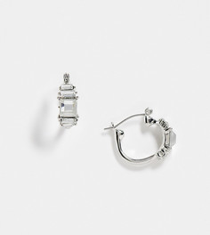 Серебристые серьги-кольца в стиле унисекс с прозрачным камнем Reclaimed Vintage Inspired-Серебристый