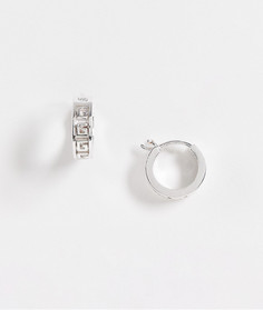 Серебристые серьги-кольца 12 мм с дизайном с греческой волной ASOS DESIGN-Серебристый