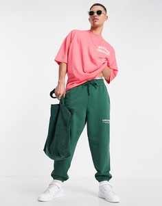 Кораллово-розовая oversized-футболка с графическим принтом на груди и спине ASOS Actual Athleisure-Розовый цвет