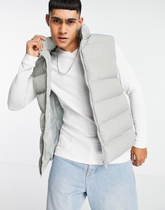 Серый стеганый дутый жилет ASOS DESIGN