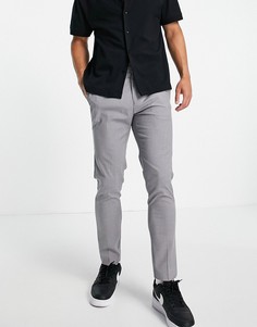 Светло-серые зауженные брюки из переработанного материала в строгом стиле Burton Menswear-Серый