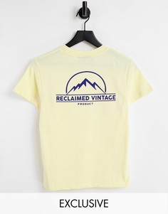 Желтая приталенная футболка в стиле унисекс с пейзажным логотипом Reclaimed Vintage Inspired-Оранжевый цвет