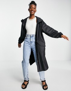 Черный прорезиненный дождевик миди ASOS DESIGN-Черный цвет