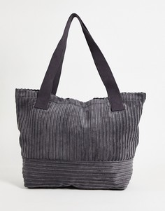 Серая вельветовая сумка-тоут в стиле oversized ASOS DESIGN-Серый