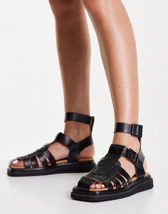 Черные кожаные сандалии в стиле гладиатора Topshop Pace-Черный цвет