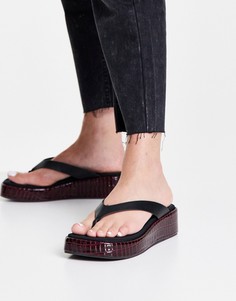 Черные сандалии с перемычкой между пальцами Topshop Pearla-Черный цвет