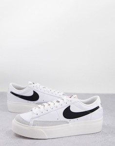 Низкие кроссовки на платформе белого и желтого цветов Nike Blazer-Белый