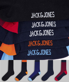 Набор из 5 пар носков с контрастной пяткой и носком разных цветов Jack & Jones-Multi
