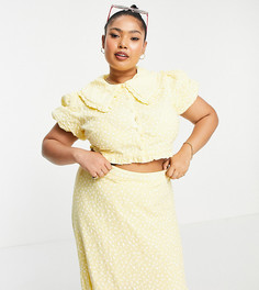 Блузка с воротником и мелким цветочным принтом от комплекта Lost Ink Plus-Желтый