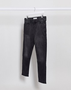 Черные выбеленные джинсы зауженного кроя из смесового органического хлопка Topman-Черный цвет