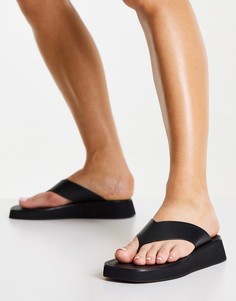 Черные кожаные сандалии с перемычкой между пальцами на платформе & Other Stories-Черный цвет