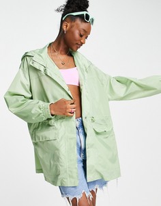 Куртка-дождевик мятного цвета с четырьмя карманами ASOS DESIGN-Зеленый цвет