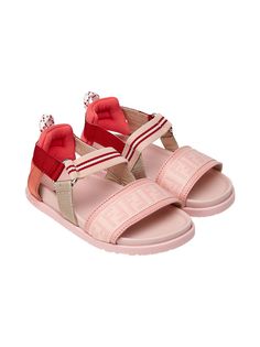 Fendi Kids сандалии на липучках с узором Zucca