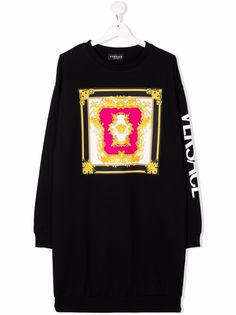 Versace Kids платье-свитер с длинными рукавами и логотипом