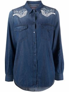 Ermanno Scervino джинсовая рубашка с вышивкой