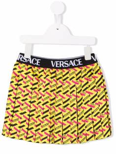 Versace Kids плиссированная мини-юбка с абстрактным принтом