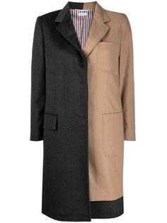 Thom Browne однобортное пальто в стиле колор-блок