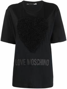 Love Moschino футболка с фактурной нашивкой