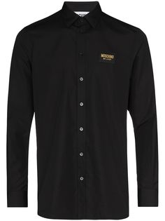 Moschino рубашка с нашивкой-логотипом