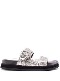 Jimmy Choo Marga glitter-embellished flat sandals