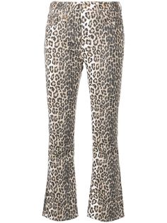 R13 расклешенные укороченные джинсы с леопардовым принтом