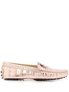 Tods мокасины Gommino с эффектом металлик Tod’S