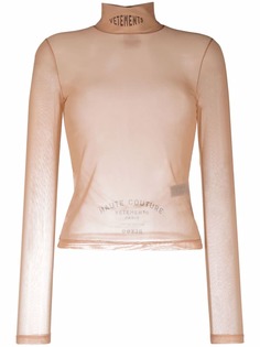 VETEMENTS прозрачный топ с высоким воротником