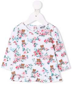 Moschino Kids блузка с цветочным принтом и логотипом