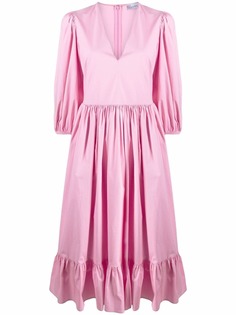 RED Valentino поплиновое платье миди с объемными рукавами