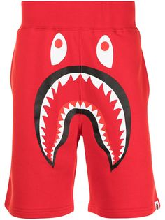 A BATHING APE® спортивные шорты с принтом Shark Bape
