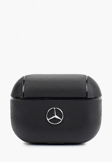 Чехол для наушников Mercedes-Benz Airpods Pro, Genuine leather with metal logo Black