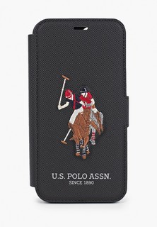 Чехол для iPhone U.S. Polo Assn. 12/12 Pro (6.1), PU Embroidery Double horse Black