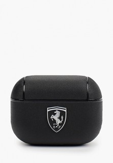 Чехол для наушников Ferrari Airpods Pro, Off-Track Genuine leather with metal logo Black
