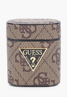 Чехол для наушников Guess Airpods, 4G PU leather case with metal logo Brown
