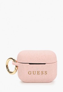 Чехол для наушников Guess Airpods Pro, Silicone case with ring Glitter/Light pink