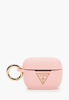 Чехол для наушников Guess Airpods Pro, Silicone case Triangle logo with ring Pink