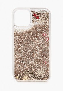 Чехол для iPhone Guess 11 Pro, Liquid glitter Floating hearts Gold