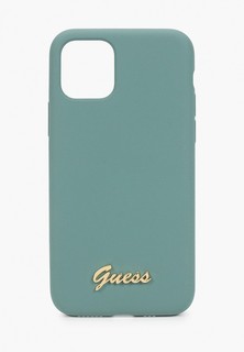 Чехол для iPhone Guess 11 Pro, Silicone collection Gold metal logo Green