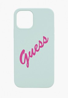 Чехол для iPhone Guess 12/12 Pro (6.1), Liquid silicone Script logo Blue/Fuschia